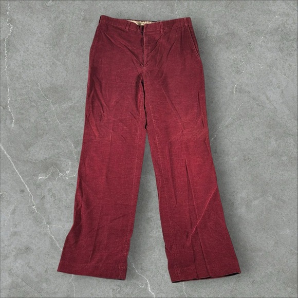 Vintage 70s Corduroy Pants Mens 32x33 Red Flare Bell Bottom Wide Leg Western - Picture 1 of 6